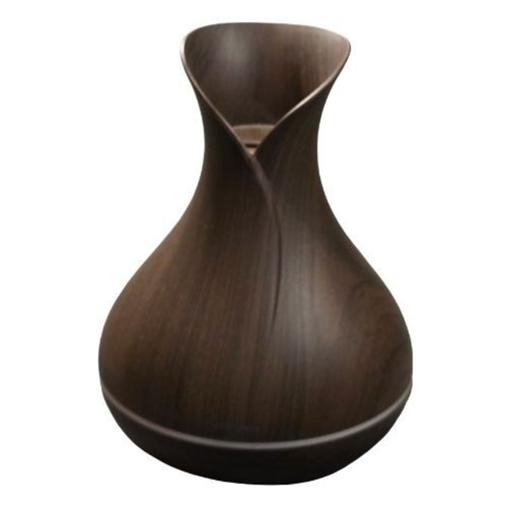 Dark Walnut Wood Grain Ultrasonic Essential Oil Diffuser Tulip Vase Shape Mod
